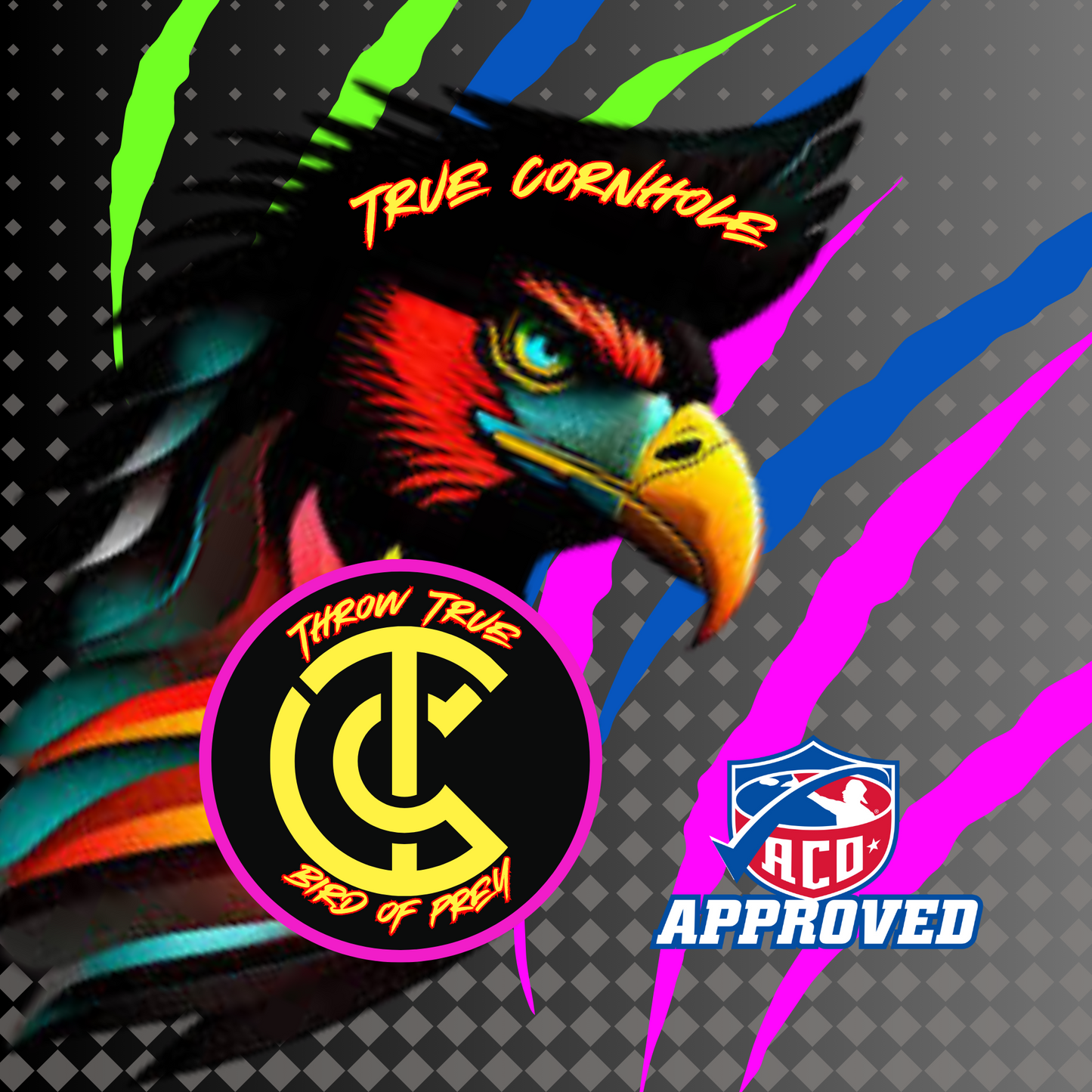ACO APPROVED TRUE CORNHOLE 4.5/8 HYBRID CARPET BIRD OF PREY