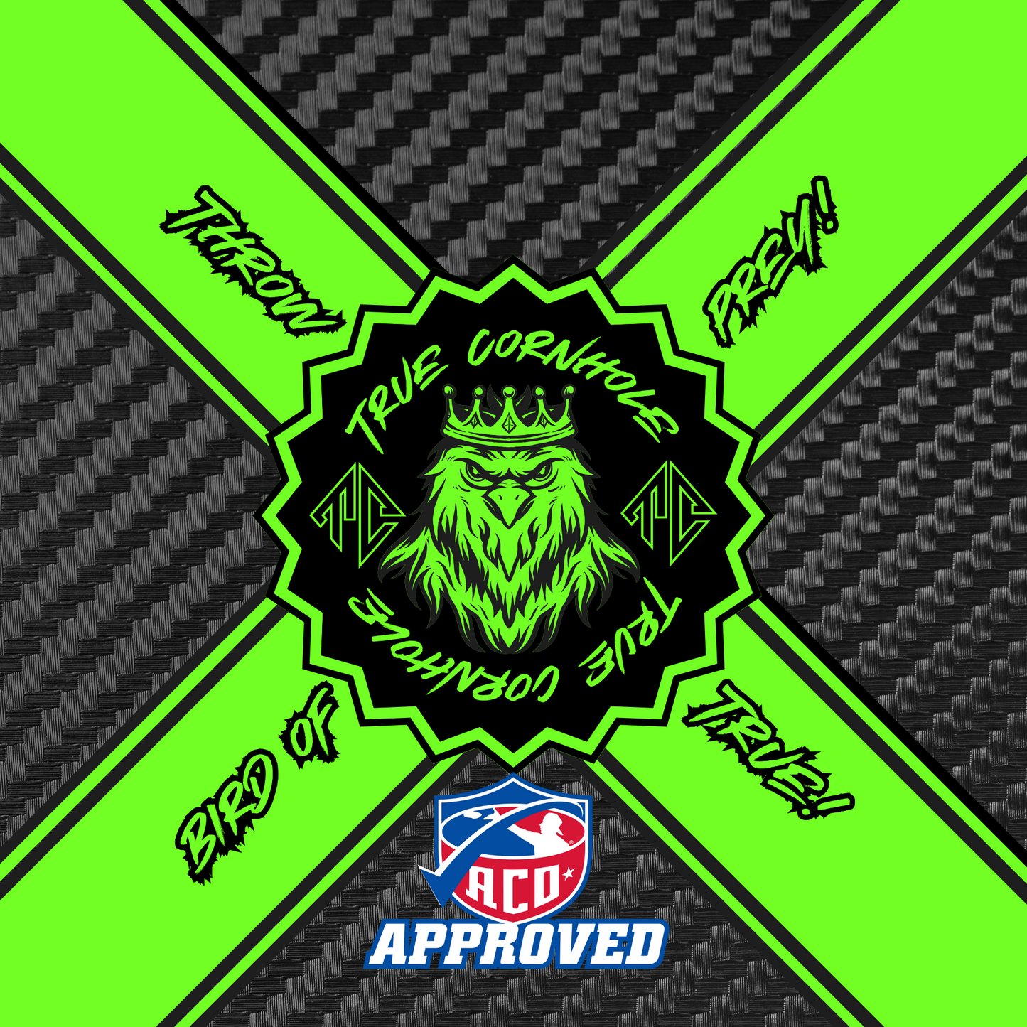 ACO APPROVED TRUE CORNHOLE 4.5/8 HYBRID CARPET BIRD OF PREY