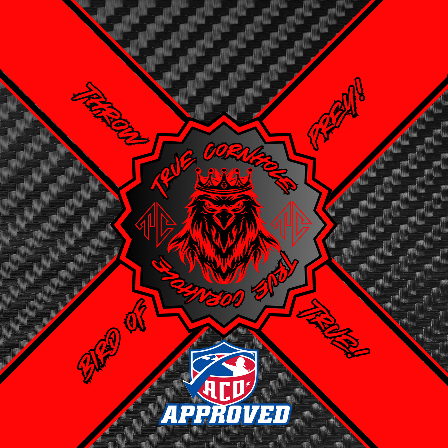 ACO APPROVED TRUE CORNHOLE 4.5/8 HYBRID CARPET BIRD OF PREY
