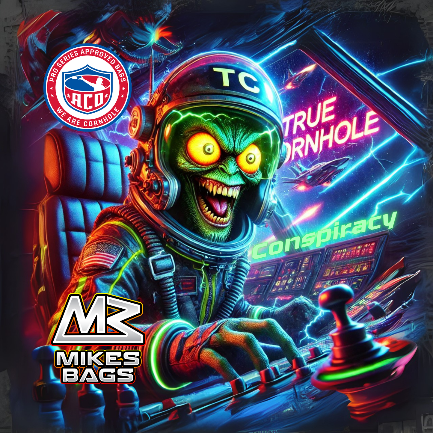 TrueCornhole Conspiracy Collab with Mike's Bags 6/8 speed hybrid Carpet bag