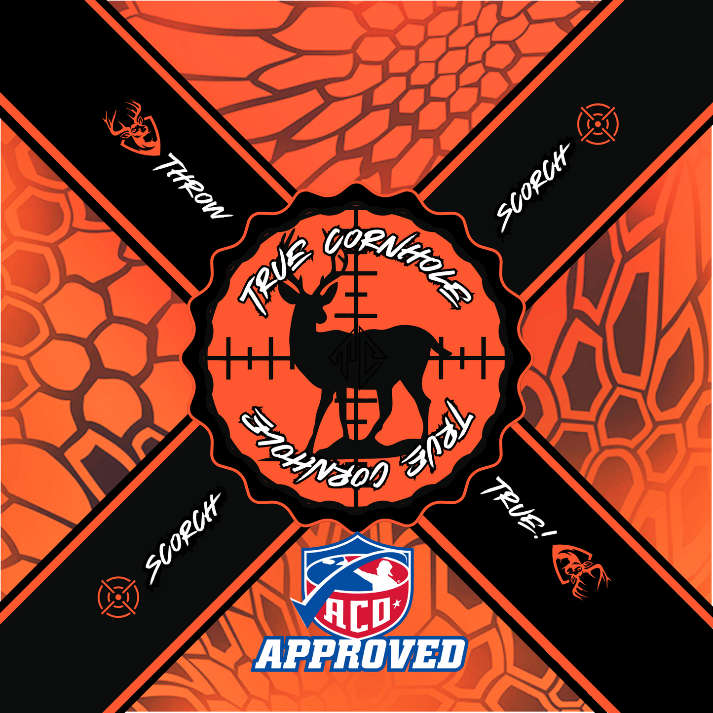 ACO APPROVED TRUE CORNHOLE 6/8 SCORCH CORNHOLE BAG SET OF 4
