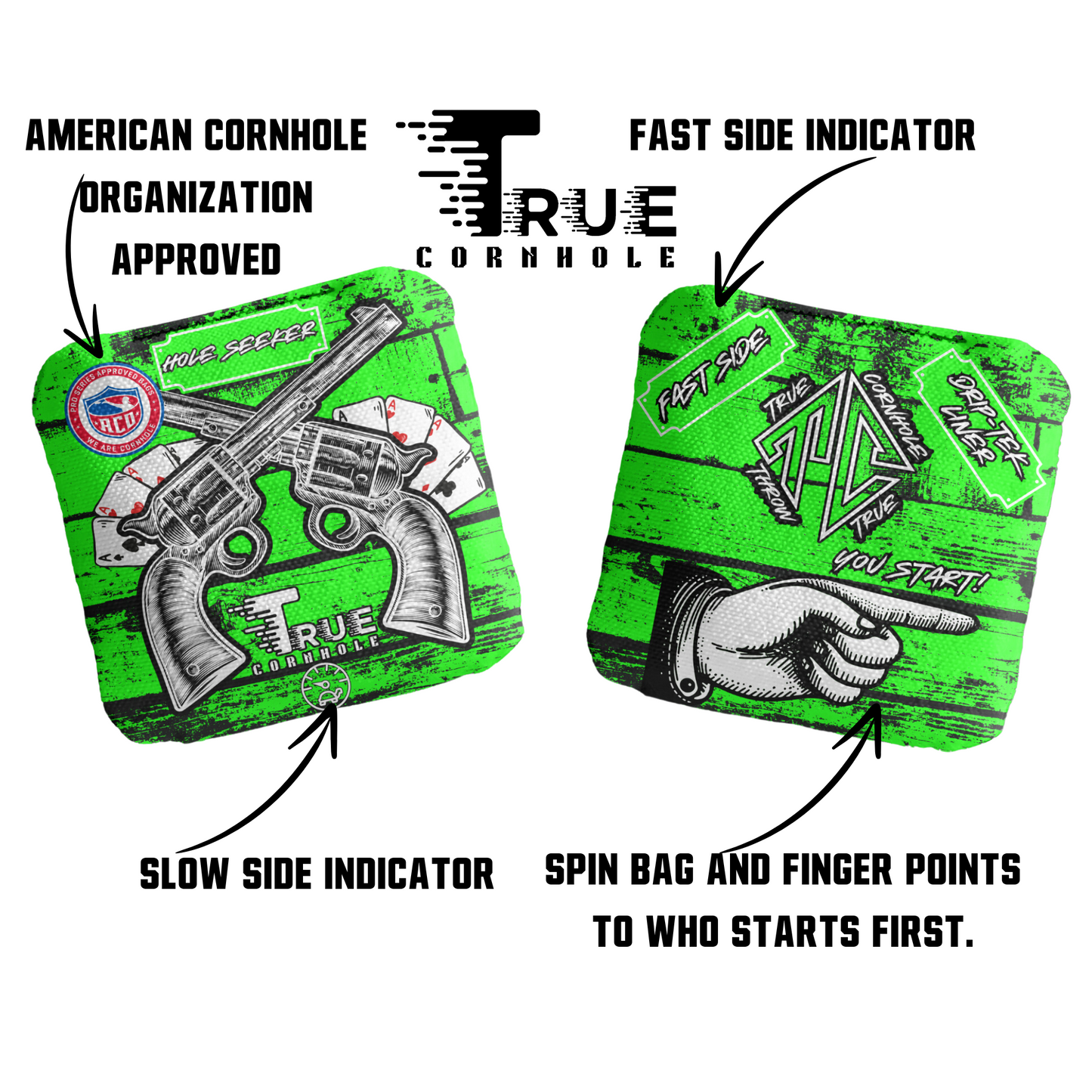 Aco Approved Professional Cornhole Bags Stick and slick 3/6 speed HoleSeeker