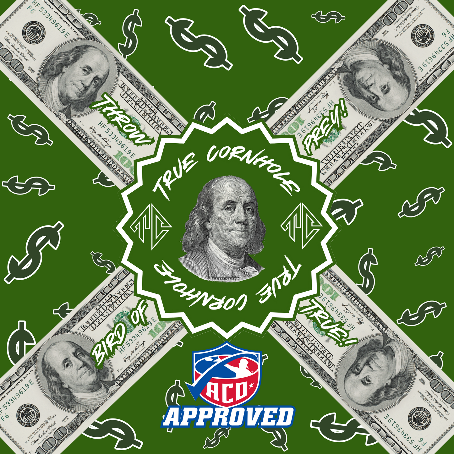 ACO APPROVED TRUE CORNHOLE 4.5/8 HYBRID CARPET BIRD OF PREY