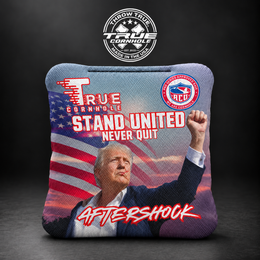 Aftershock Trump stand united/dark blue carpet Aftershock cornhole bag mockup design 18
