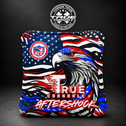 Aftershock red white blue eagle Aftershock cornhole bag mockup design 21