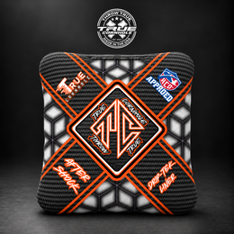 aftershock orange carbon x pattern Aftershock cornhole bag mockup design 26