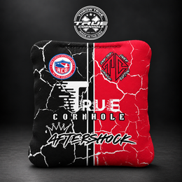 Aftershock red/black Aftershock cornhole bag mockup design 28