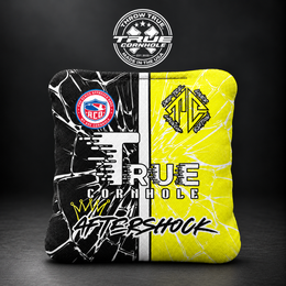 aftershock yellow/black Aftershock cornhole bag mockup design 29
