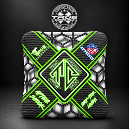 aftershock green/carbon x pattern Aftershock cornhole bag mockup design 31