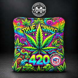 aftershock 420 psychedelic leaves Aftershock cornhole bag mockup design 39