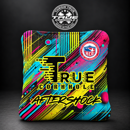 aftershock yellow teal pink Aftershock cornhole bag mockup design 9
