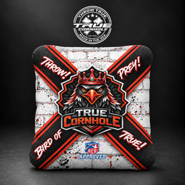 Bird of prey red black white x wall updated Bird of Prey cornhole bag mockup design 2