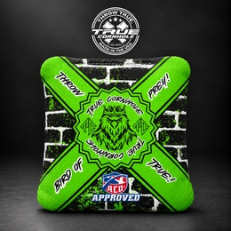 GREEN BLACK WALL Bird of Prey cornhole bag mockup design 12