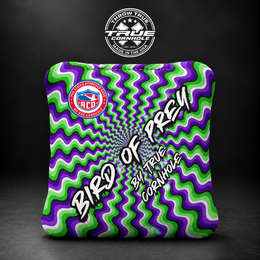 BIRD OF PREY GREEN PURPLE 3D Bird of Prey cornhole bag mockup design 21