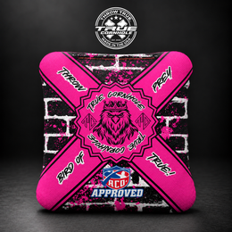 bird of prey pink/black wall Bird of Prey cornhole bag mockup design 28