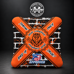 bird of prey orang wall Bird of Prey cornhole bag mockup design 31
