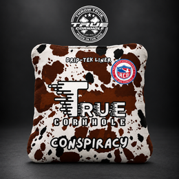 True Cornhole Conspiracy cow print bag mockup design 7