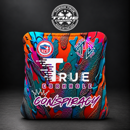 True Cornhole Conspiracy multicolor splash bag mockup design 19