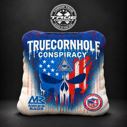 True Cornhole Conspiracy red white blue Punisher Skull bag mockup design 20