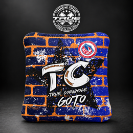 True Cornhole GoTo GOTO BLACK BLUE ORANGE WALL bag mockup design 22