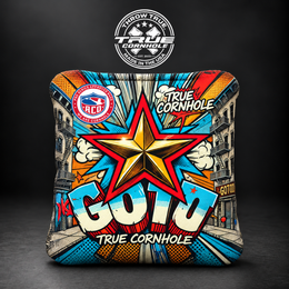 True Cornhole GoTo GOTO COMIC BOOK DESIGN W/ORANGE CARPET bag mockup design 10