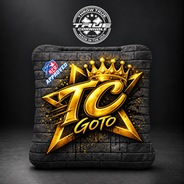 True Cornhole GoTo GOTO gold black star crown bag mockup design 4