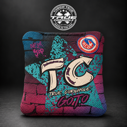 True Cornhole GoTo Goto purple teal star wall bag mockup design 21