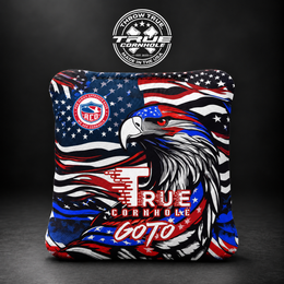 True Cornhole GoTo goto redwhiteblue eagle bag mockup design 16