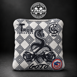 True Cornhole GoTo GOTO SNAKE BOLTS WHITE BLACK bag mockup design 15