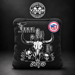 True Cornhole GoTo goto steer horns black w/black carpet bag mockup design 30