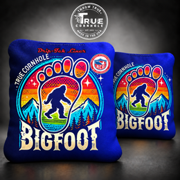 True Cornhole Bigfoot Blue Foot front and back bag mock-up design 4