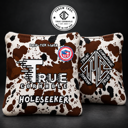 True Cornhole Hole Seeker Cow Print front and back bag mock-up design 13