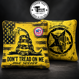True Cornhole Hole Seeker Don't Tread On Me front and back bag mock-up design 10