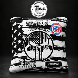 True Cornhole Tremor Black White Skull Flag bag mock-up design 15