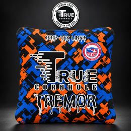 True Cornhole Tremor Blue Orange bag mock-up design 18