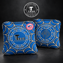 True Cornhole Venom Blue White Web front and back bag mock-up design 4
