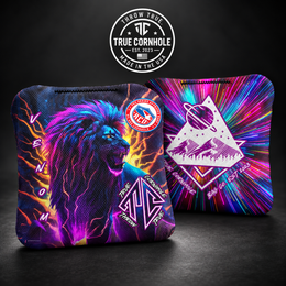 True Cornhole Venom Multicolor Lion front and back bag mock-up design 5