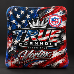 True Cornhole Vortex American Flag Shredded front bag mockup design 10
