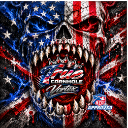 True Cornhole Vortex Red White Blue Skull bag design design 1